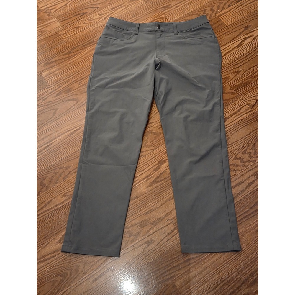 Mens Charcoal Gray Technical Hiking Pants Stretch 5-Pocket Outdoor Trousers 35W
